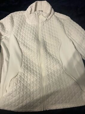 Avia White Quilted Full-Zip Quilted Jacket with Stand Collar